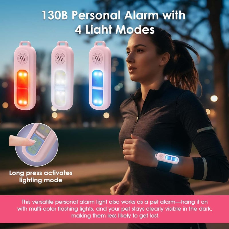 cjc Rechargeable Personal Safety Alarm for Women,130DB Self Defense Keychain Alarms with Strobe Light & LED Flashlight, Bear Alarm Deterrent, Clip-On Emergency Safety Siren for Night Runners Kid, Pink - Image 4
